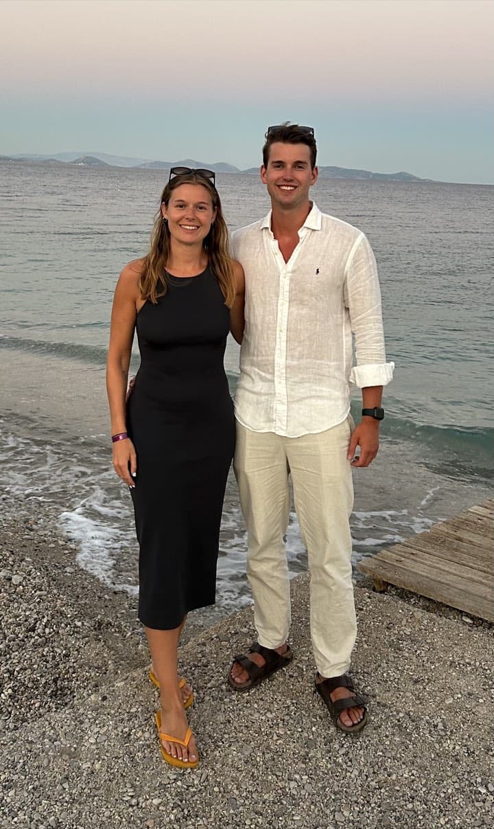 Rasmus and Victoria on the shore at dusk